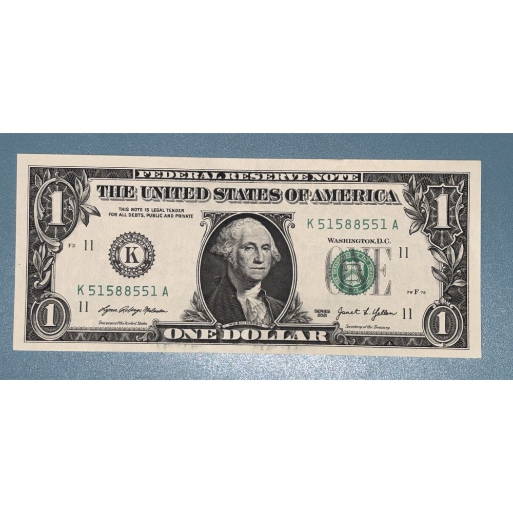 Series 2021 $1 Bill RADAR Fancy Serial Number 51588551 Trinary Dallas K